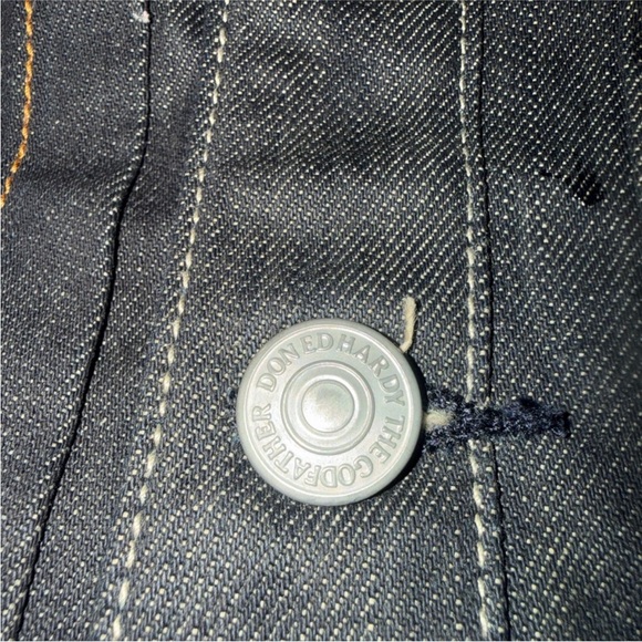 Ed Hardy Black Jacket with Vibrant Yellow Tattoo Inspired Skull Design NWT - Picture 9 of 10